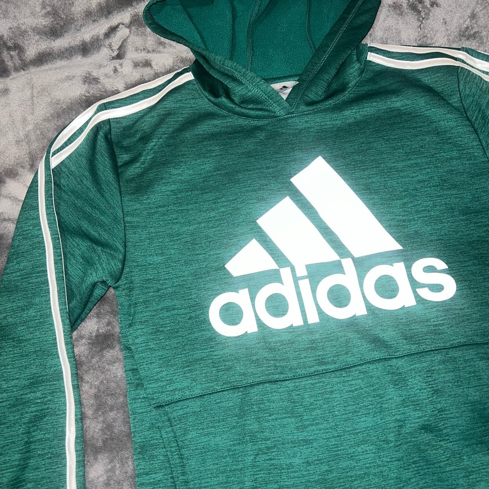 Adidas Boys Green Sweatshirt Hoodie